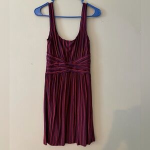 Bailey 44 Burgundy and Red Striped Midi Dress Small